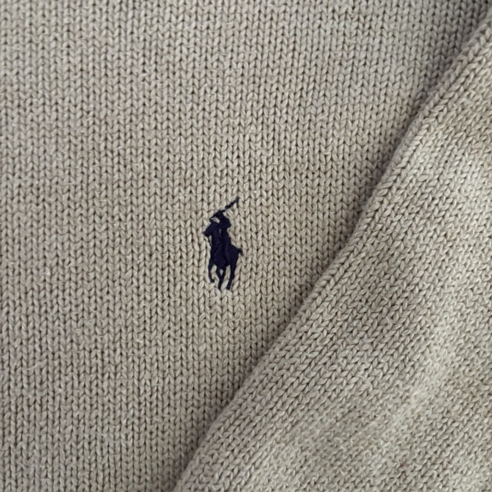 Polo Ralph Lauren Sweatshirt Mens Large Tan Crew Neck Sweater Long Sleeve - Picture 2 of 7